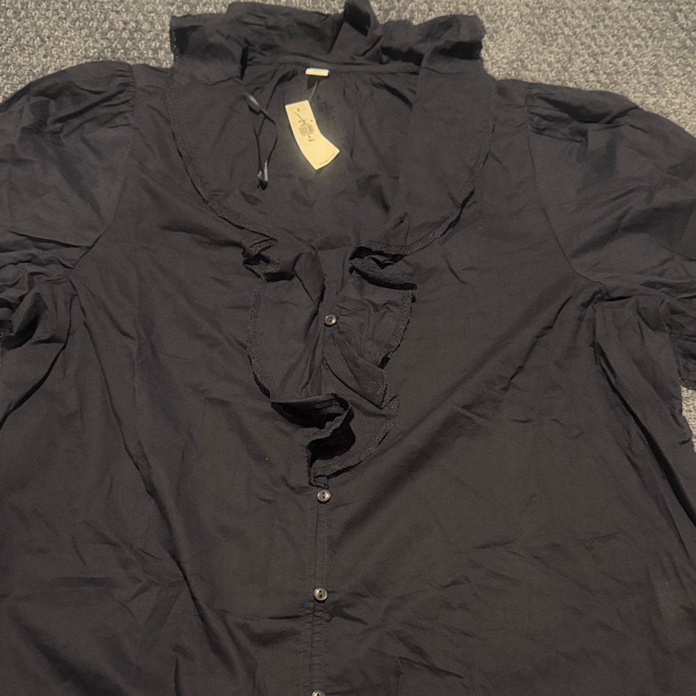 Old Navy Black Ruffle-Front Blouse